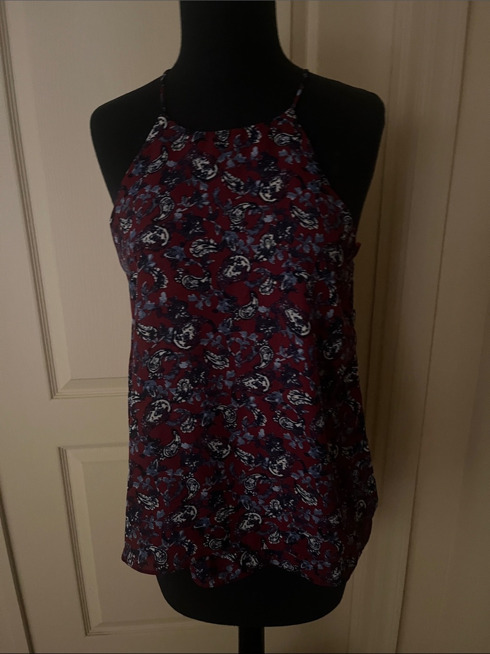 Paper Crane Burgundy Floral Halter Cami
